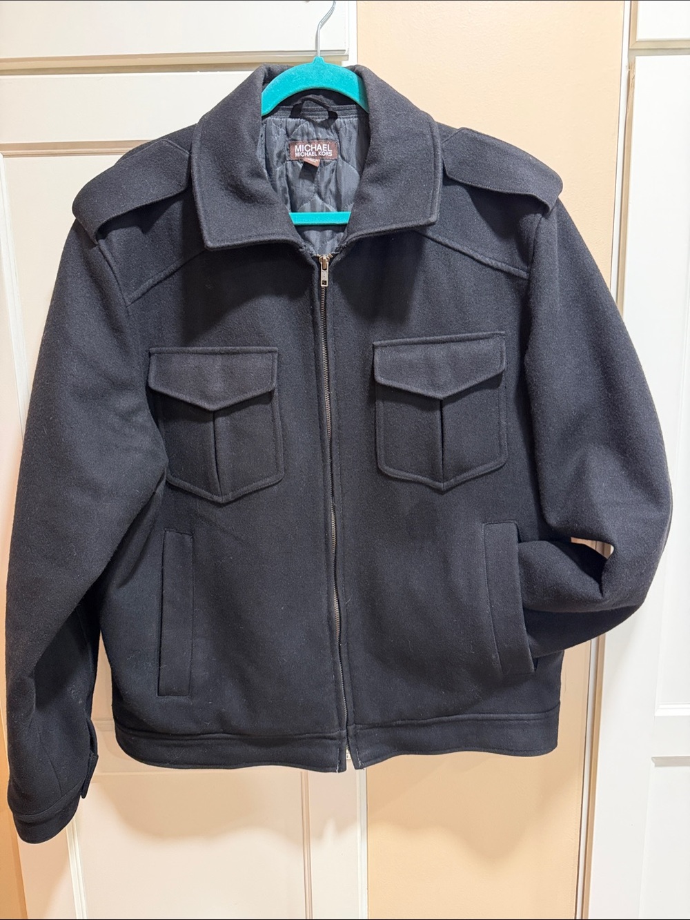 Michael Kors Black Military-Style Zip Jacket